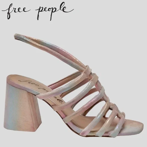 FREE PEOPLE Colette Cinched Ankle Block-Heel Strappy LEATHER Sandal/9.5M NWT - Picture 8 of 16